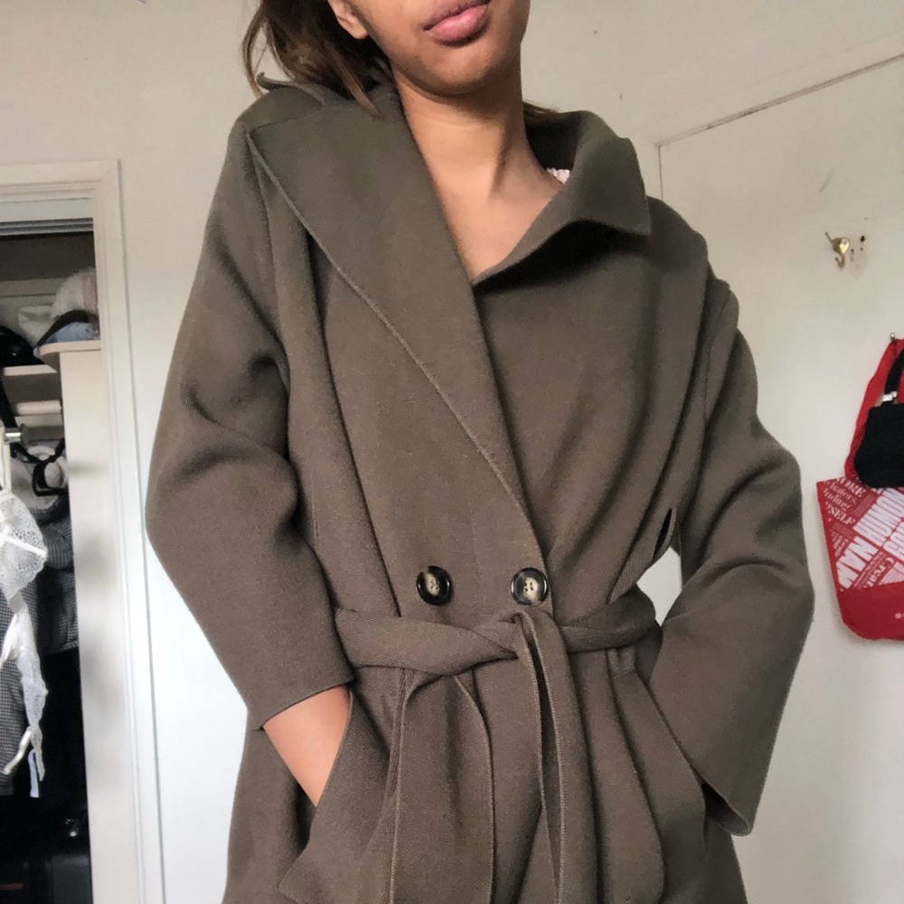 Army green knit coat